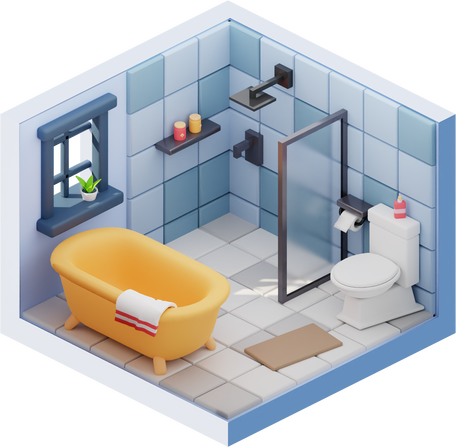 3D Bathroom Isometric Illustration